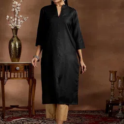 Libas Mandarin Collar Three Quarter Straight Kurta-image-2
