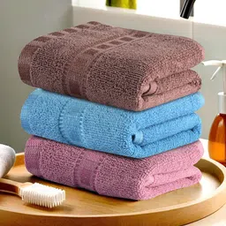 Kuber Industries Pink & Blue 3 Pieces Cotton 225 GSM Anti Bacterial Face Towels-image-87