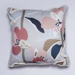 SANSKRUTIHOMES Grey & Peach-Coloured Floral Velvet Square Cushion Covers-46