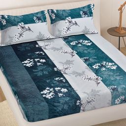Myntra Elegant Homes Woollen King Size Fitted 300 TC Double Bedsheet with 2 Pillow Covers-picture-14