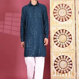 Pro-Ethic STYLE DEVELOPER Men Regular Sequinned Kurta with Pyjamas image 5