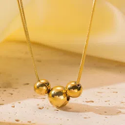 MEENAZ Stainless Steel Gold-Plated Ball Anti Tarnish Pendant With Chain-5