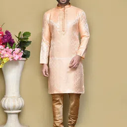 RANAK Geometric Woven Design Mandarin Collar Long Sleeves Regular Straight Kurta-picture-16