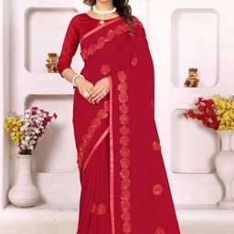 NEGRONI Floral Embroidered Patchwork Pure Georgette Saree-39