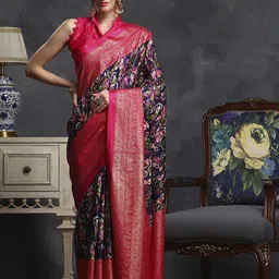 Mitera Kalamkari Zari Silk Blend Sungudi Saree-picture-13