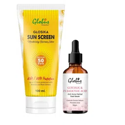 Globus naturals Summer Sizzle Glosika Sunscreen Lotion SPF 50++ 100 ml & Glycolic Face Se-42