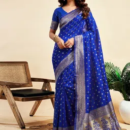 HERE&NOW Woven Design Zari Silk Blend Banarasi Saree-picture-46