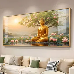 THE NEXT DECOR Buddha In Vibrance Light Glass Finish Horizontal Wall Art-image-12