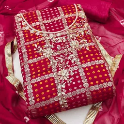 SAINOOR Floral Woven Design Sequinned Cotton Silk Unstitched Dress Material-image-8