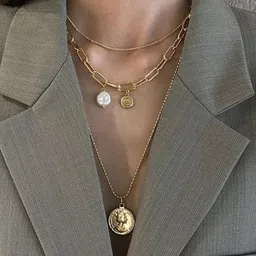 Arzonai Gold-Toned Stainless Steel Necklace-14