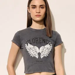 ONLY Women Printed Slim Fit T-shirt-image-93