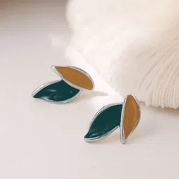 VAGHBHATT Silver- Plated Antique Leaf Shaped Studs-71