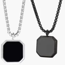 PASU FASHION Unisex Stainless Steel Geometric Shaped Pendant With Chain-picture-22