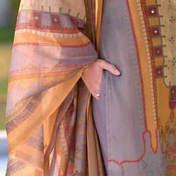 MOJILAA Women Printed Regular Sequinned Kurta with Trousers & With Dupatta image 2