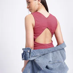 glitchez Blush & Bold Self-Design Cut-Out Back Top-image-61