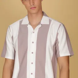 V-Mart Vertical Striped Spread Collar Cotton Shirt-image-99