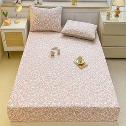 JC HOME White & Pink Floral 140 TC King Bedsheet Set-1.80 m x 2 m-picture-30