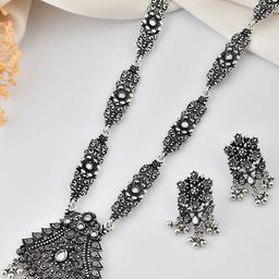 VOJ Silver-Plated Beaded Long Jewellery Set-image-31
