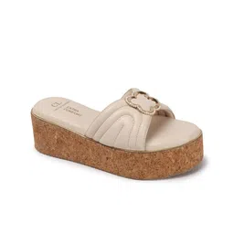 Carlton London Women Striped Party Platform Sandals with Buckles-8