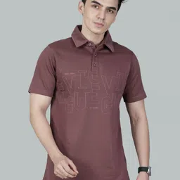 Fort Collins Typography Printed Polo Collar Cotton T-shirt-image-89