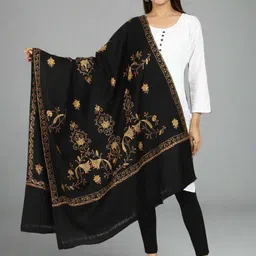 SWI Stylish Floral Embroidered Woolen Shawl-image-93