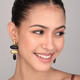 Reenisaa Gold Plated Contemporary Shape Drop Earrings image 3