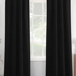 HOMEMONDE Black 2 Pieces Black Out Long Door Curtains-image-58