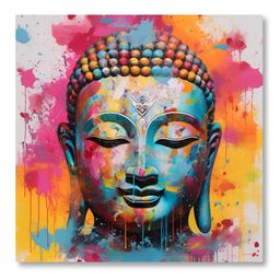 SAF Blue & Pink Buddha Canvas Religious Wall Painting-image-77