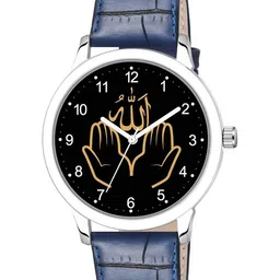 CSAMON Men Printed Dial & Leather Straps Analogue Watch 1019SLV Islamic NUM03 BLU L_SH-image-35