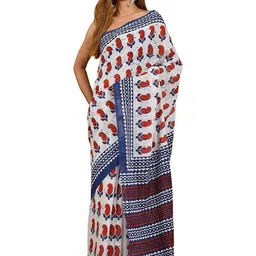 Dastkar Block Print Pure Cotton Sarees-picture-0