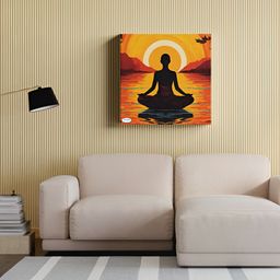 SIVOM Yellow & Black Yoga Printed Canvas Wall Art-image-52