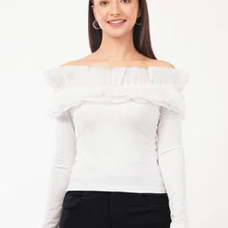 Deshi Girl Women Solid Off-Shoulder Ruffles Top-picture-4