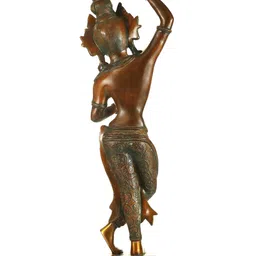 Exotic India Brown & Green Tall and Gracious Queen Mayadevi Idol Showpiece-image-58
