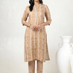 Soch Women Floral Printed Regular Gotta Patti Kurta with Trousers-picture-46