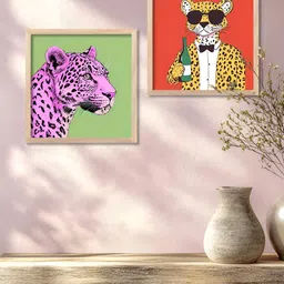Kotart Brown & Purple 2 Pieces Birds And Animals Printed Wooden Wall Art-6