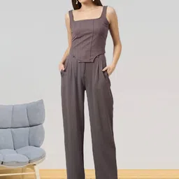all about you Square Neck Sleeveless Top With Trousers Co-Ords-image-97