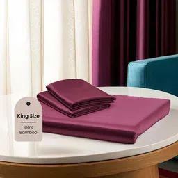 MUSH Luxurious Maroon 400 TC King Bedsheet Set 2.74 m x 2.74 m-image-23