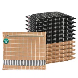 Kuber Industries Brown and Black 12 Pieces Checked Cotton Drawer Organisers-7