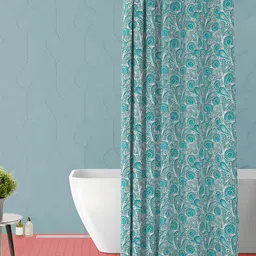 ArtzFolio White & Green Printed Waterproof Shower Curtain-14