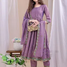 KALINI Women Embroidered Anarkali Kurta Set-picture-25