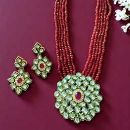 Anouk Gold Plated Kundan Studded & Beaded Jewellery Set-image-31
