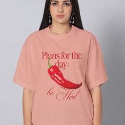 Besick Women Typography Printed Round Neck Cotton Oversized T-shirt-image-92
