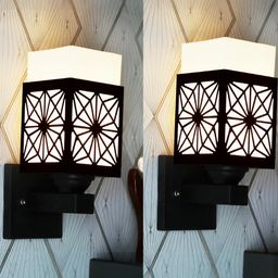 Gojeeva Brown Wood Square Wall Lamps-picture-5