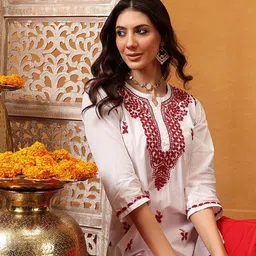ADA Floral Embroidered Thread Work Thread Work Kurti-image-94