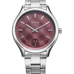 Titan Men Brass Dial & Stainless Steel Bracelet Style Straps Analogue Watch 10033SM02-1