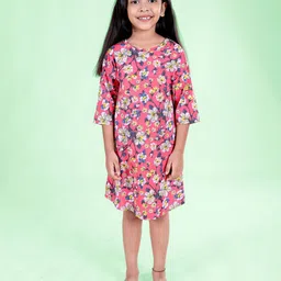 KiddoPantiWomen Floral Print T-shirt Dress-image-100