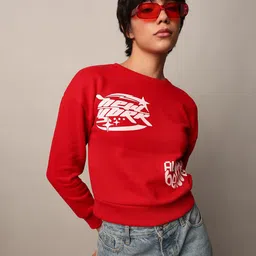 ONLY Women Typography Printed Round Neck Cotton Pullover Sweatshirt-picture-45