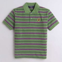 CELSIUS Kids Striped Polo Collar Applique T-shirt-image-89