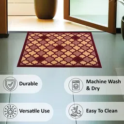 Kuber Industries 2-Pcs Brown & Maroon Hexagon Rectangular Anti-Skid Doormats image 3