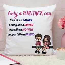 THE QUIRKY HOME White & Pink Printed Square-Shaped Rakshabandhan Gift Pre-Filled Cushion-image-87
